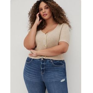Torrid Vegan Cashmere Cardigan Button-Front Cropped Sweater Taupe NWT Size 3